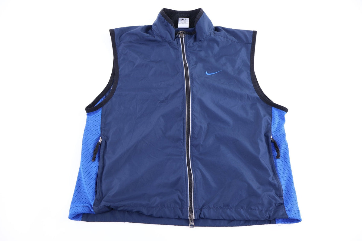 90's Nike Embroidered Logo blue full Zip Vest