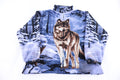 90's Wolf Nature All Over Graphic Fleece Jacket product image 1
