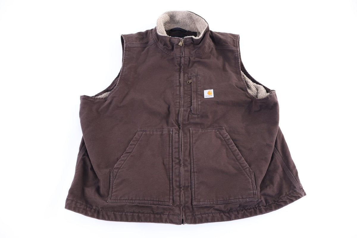 Carhartt Logo Patch Brown Full Zip Vest