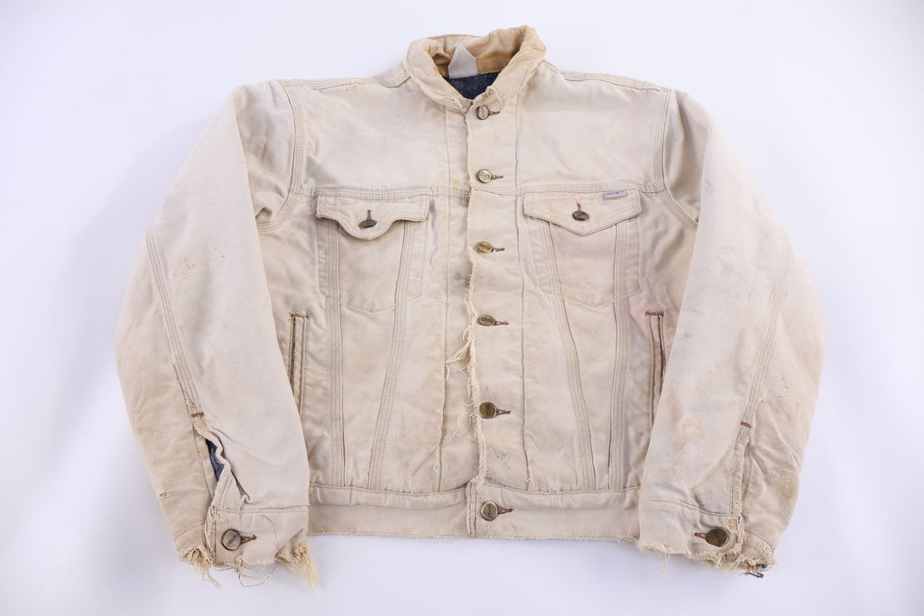 Carhartt Logo Patch Tan Blanket Lined Trucker Jacket