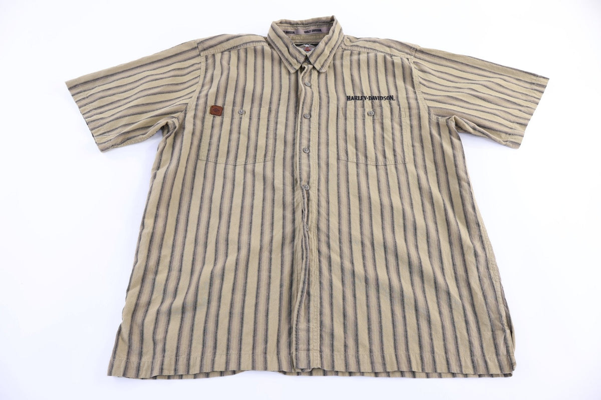 Harley Davidson Motorcycles Green & Grey Button Down