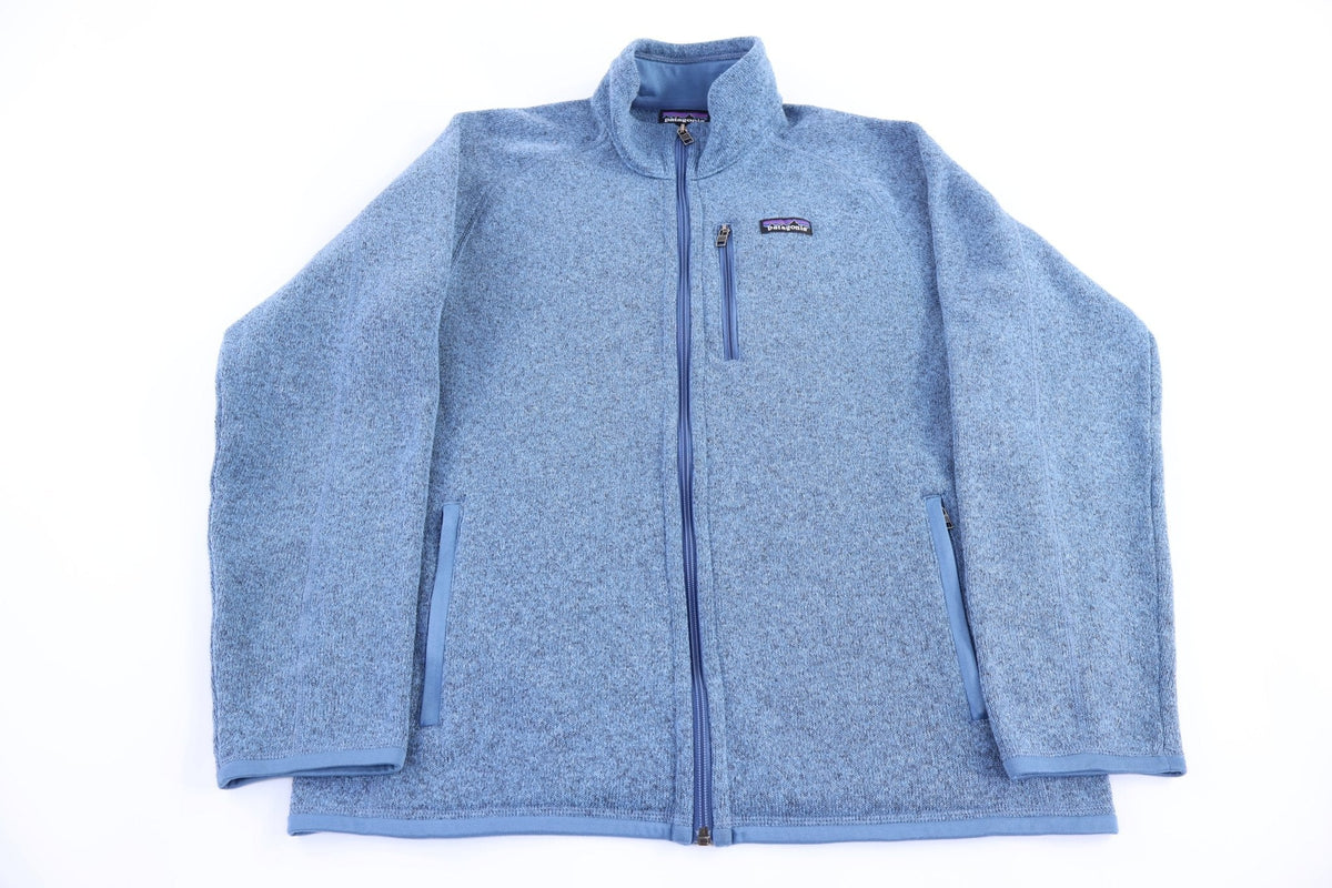 Patagonia Logo Patch Blue Full Zip Sweater
