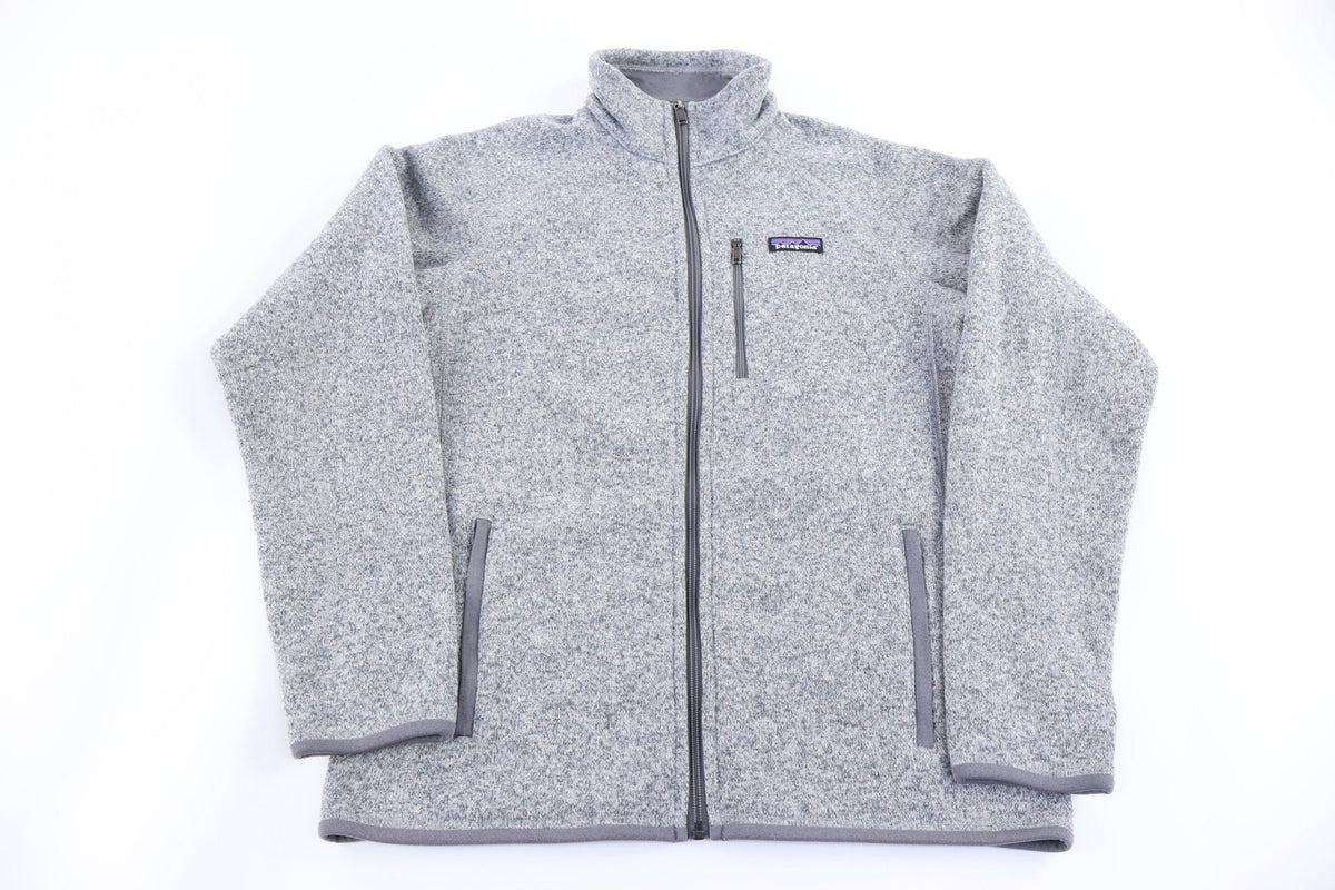 Patagonia Logo Patch Grey Full Zip Sweater
