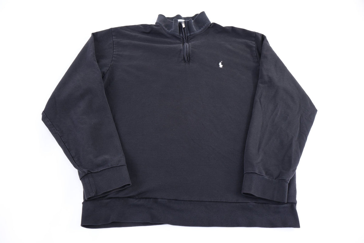 Polo by Ralph Lauren Embroidered Logo Black Quarter Zip Sweater