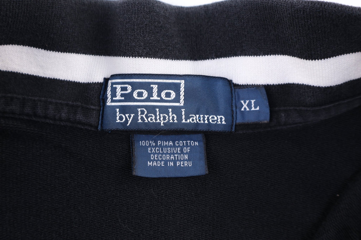 Polo by Ralph Lauren Embroidered Logo Black Quarter Zip Sweater