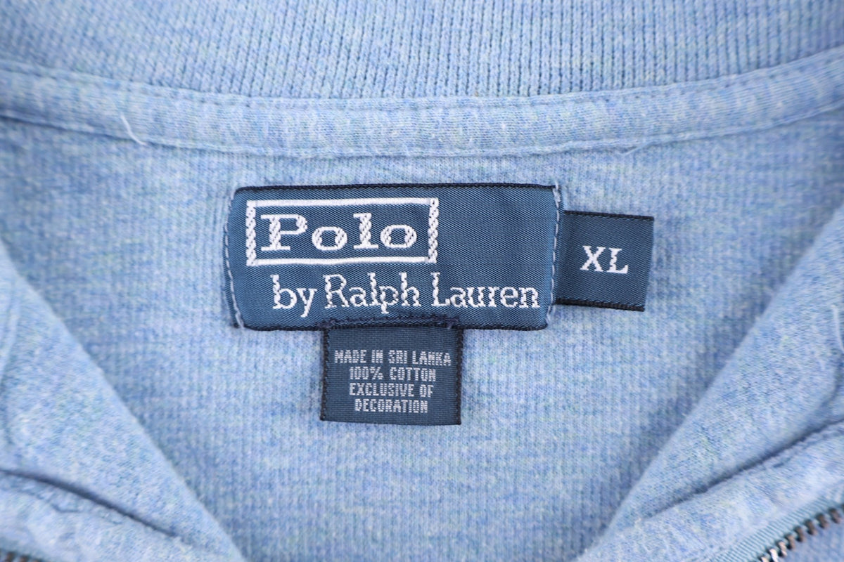 Polo by Ralph Lauren Embroidered Logo Blue Quarter Zip Sweater