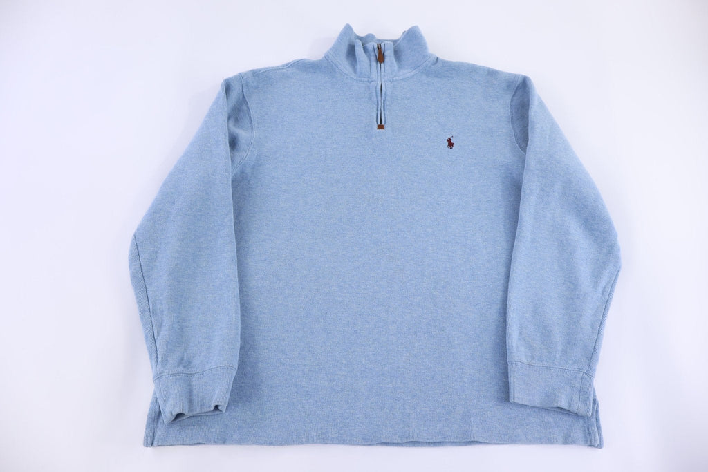 Polo by Ralph Lauren Embroidered Logo Blue Quarter Zip Sweater