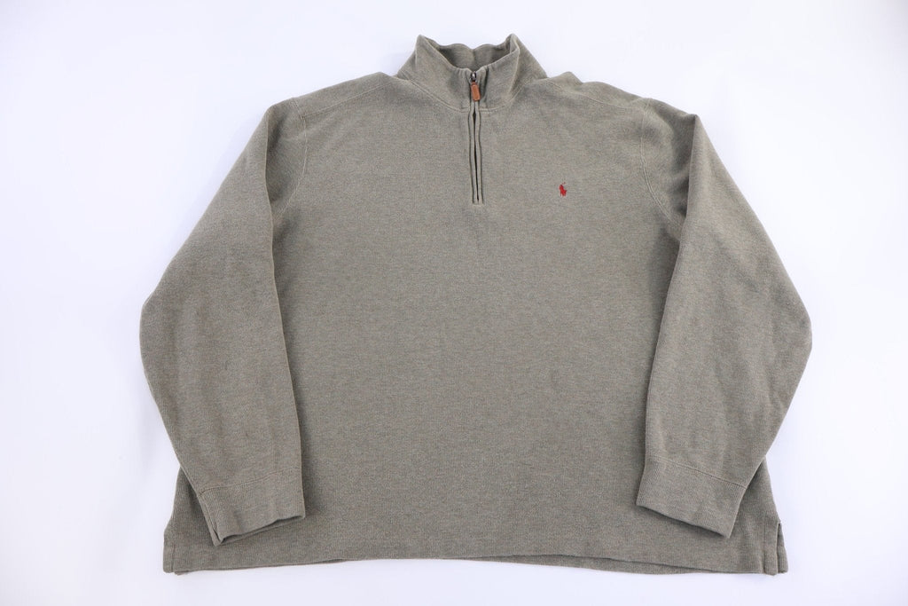 Polo by Ralph Lauren Embroidered Logo Brown Quarter Zip Sweater