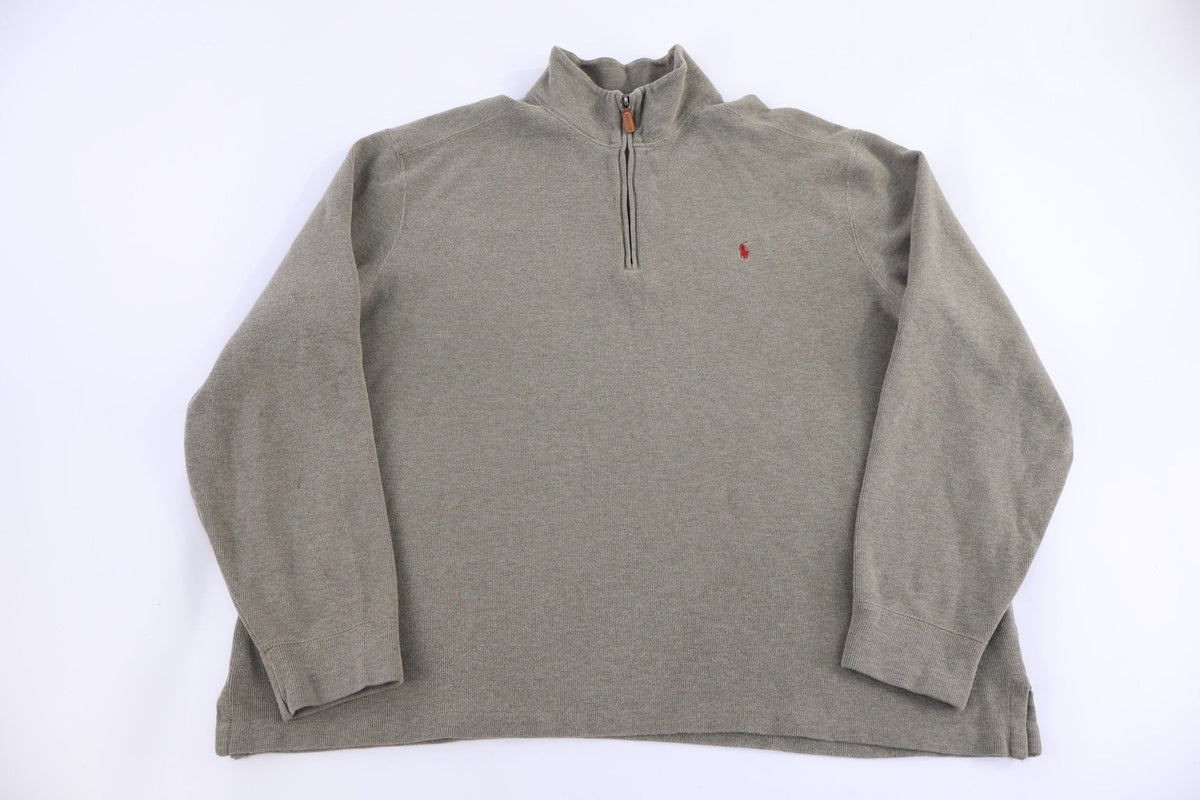 Polo by Ralph Lauren Embroidered Logo Brown Quarter Zip Sweater
