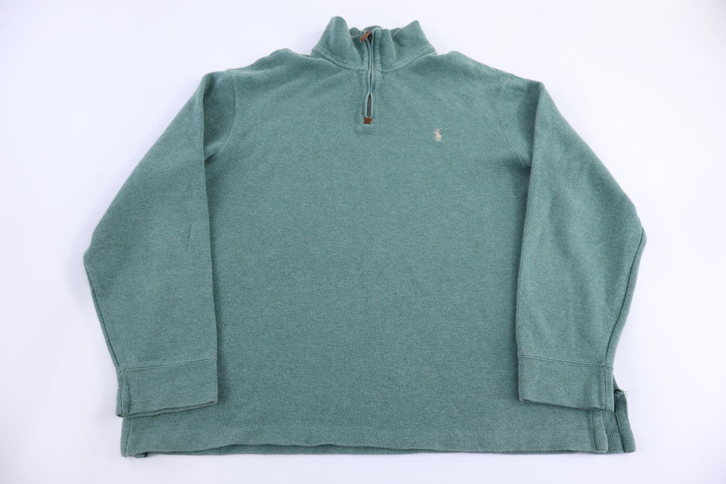 Polo by Ralph Lauren Embroidered Logo Green Quarter Zip Sweater