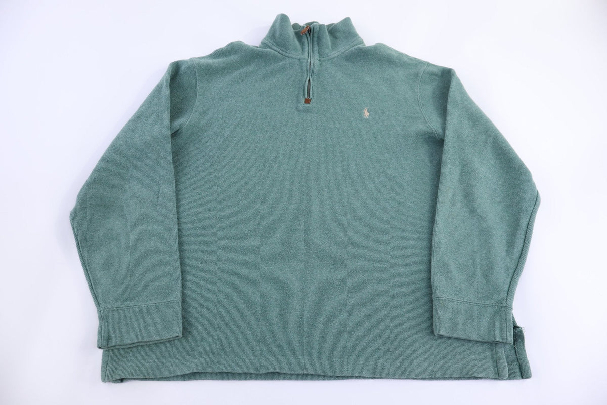 Polo by Ralph Lauren Embroidered Logo Green Quarter Zip Sweater