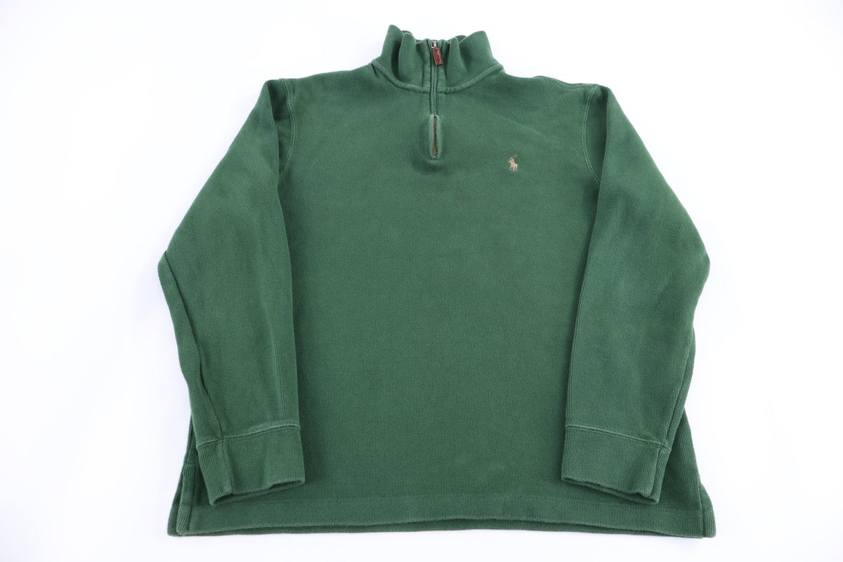 Polo by Ralph Lauren Embroidered Logo Green Quarter Zip Sweater