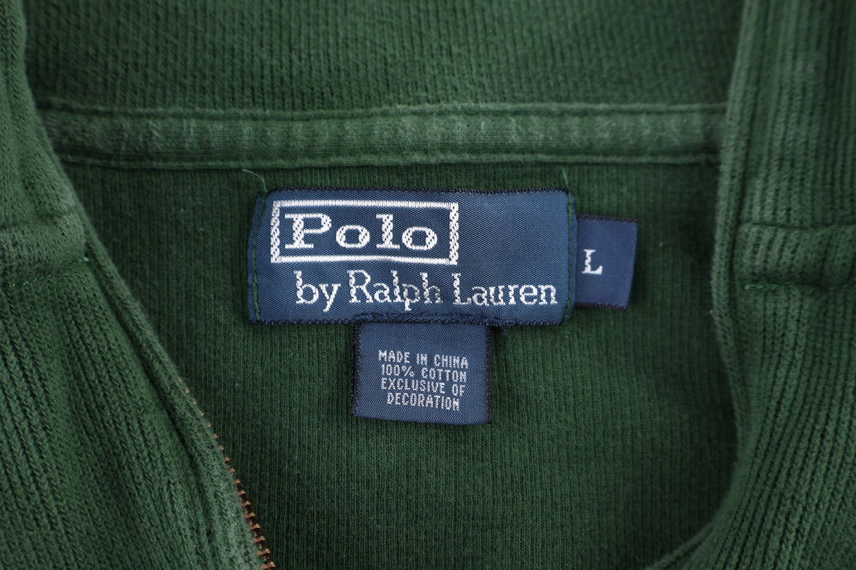 Polo by Ralph Lauren Embroidered Logo Green Quarter Zip Sweater