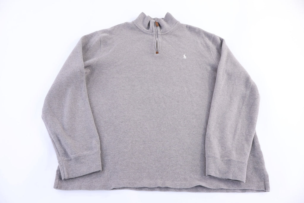 Polo by Ralph Lauren Embroidered Logo Grey Quarter Zip Sweater