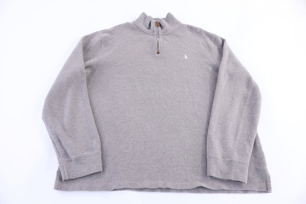 Polo by Ralph Lauren Embroidered Logo Grey Quarter Zip Sweater