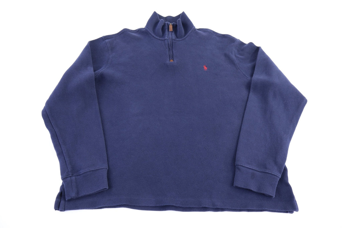 Polo Ralph Lauren Embroidered Logo Blue Quarter Zip Sweater