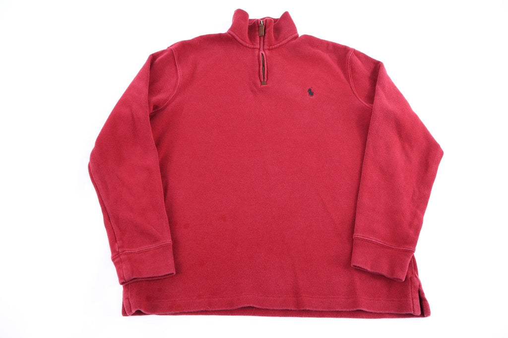 Polo Ralph Lauren Embroidered Logo Red Quarter Zip Sweater