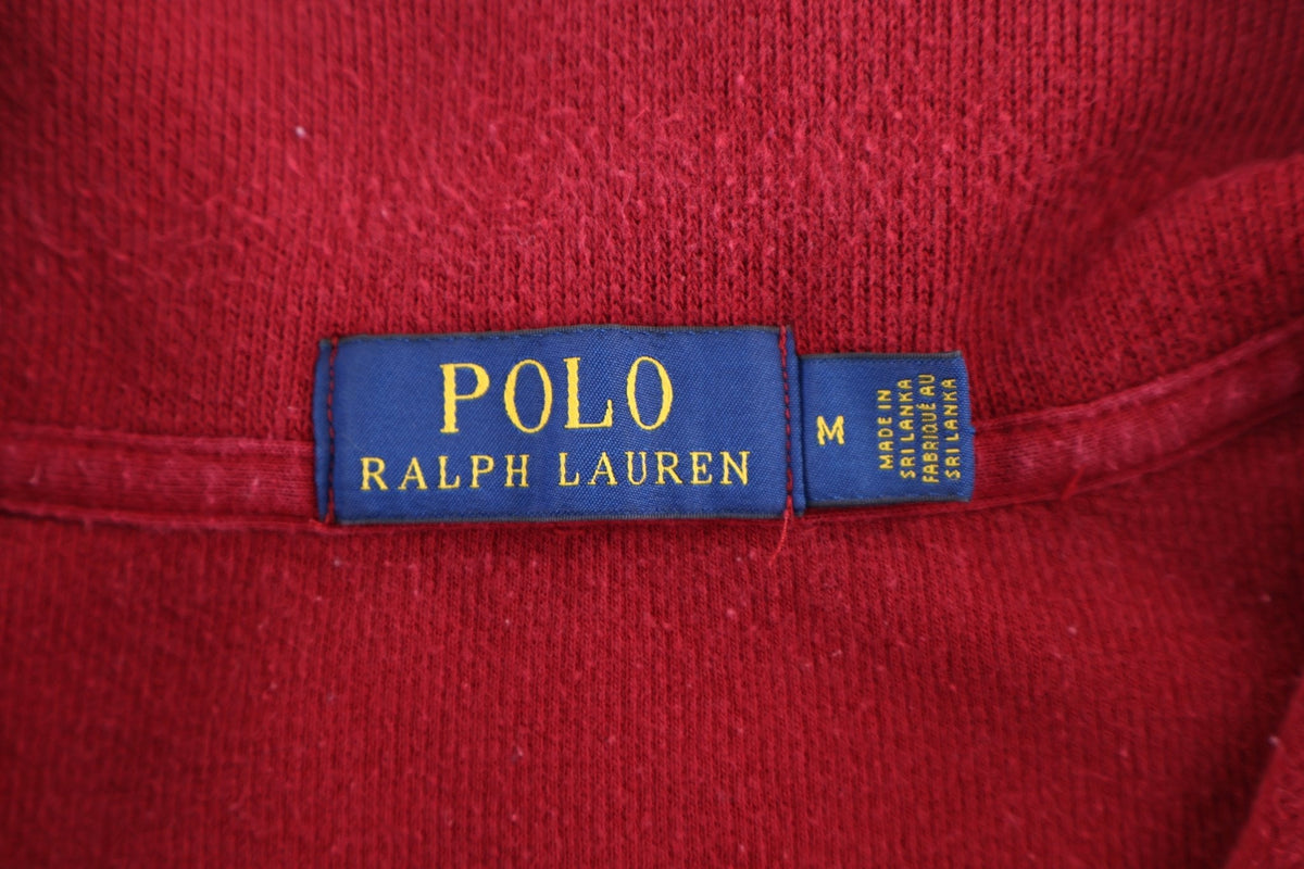 Polo Ralph Lauren Embroidered Logo Red Quarter Zip Sweater