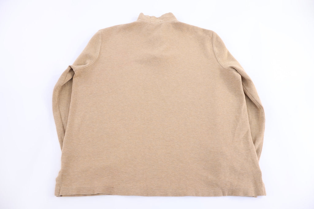 Polo Ralph Lauren Embroidered Logo Tan Quarter Zip Sweater