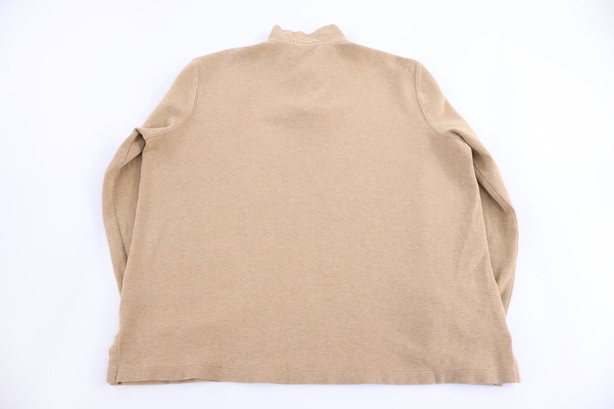 Polo Ralph Lauren Embroidered Logo Tan Quarter Zip Sweater