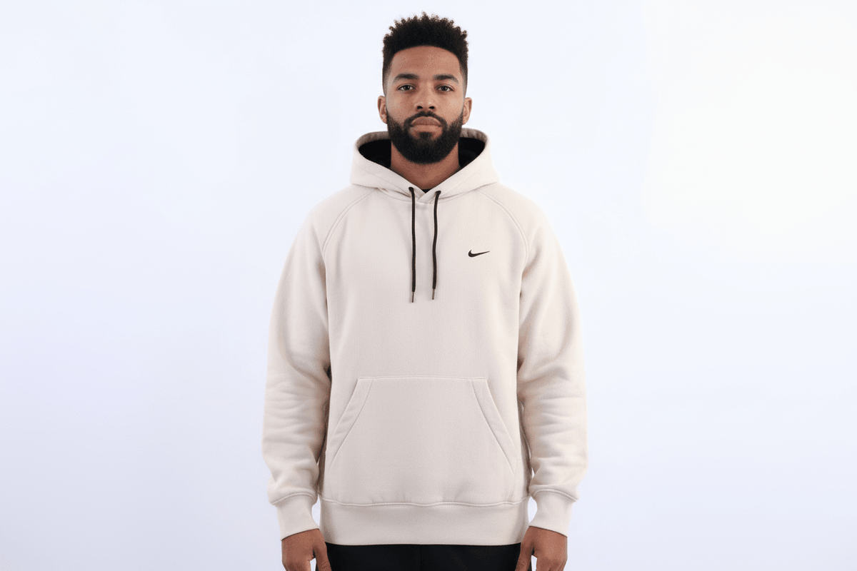 Vintage Nike Embroidered Logo Cream Pullover Hoodie product image 1
