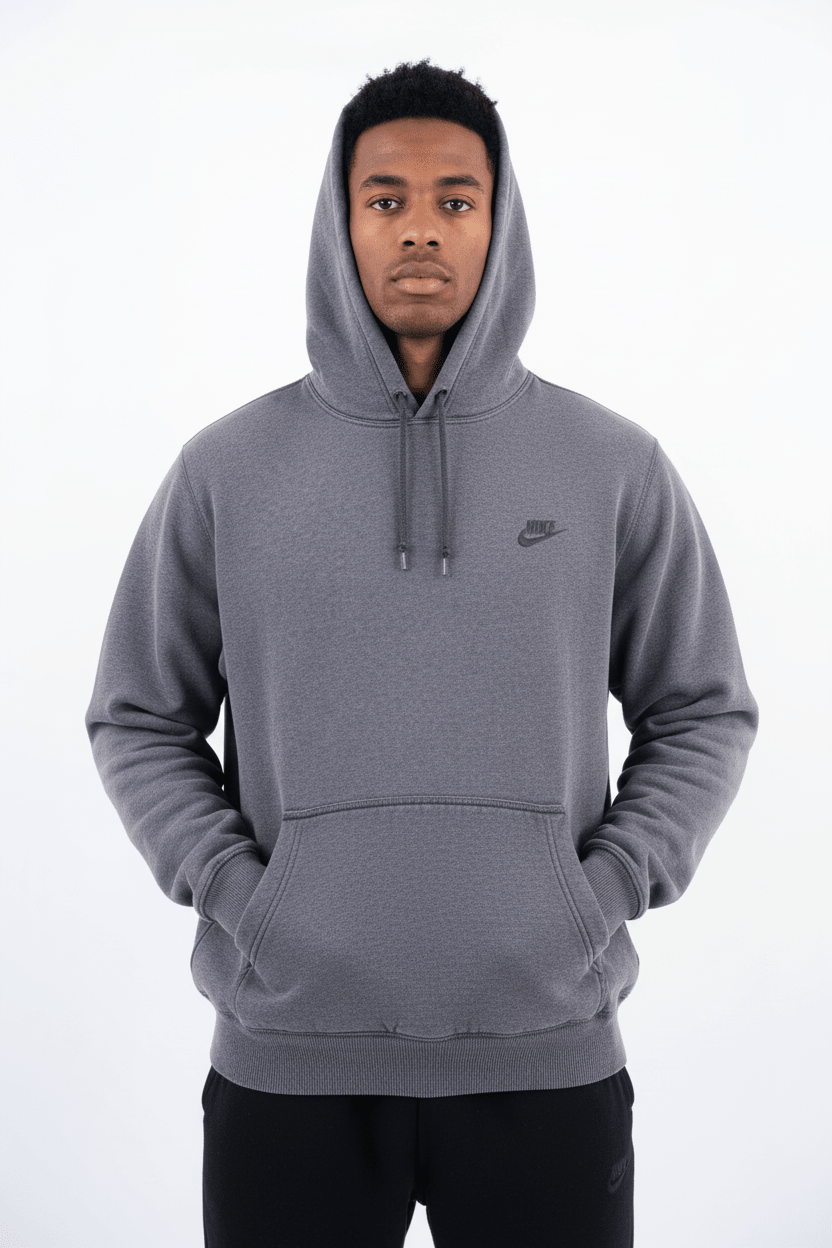 Vintage Nike Embroidered Logo Grey Pullover Hoodie product image 1