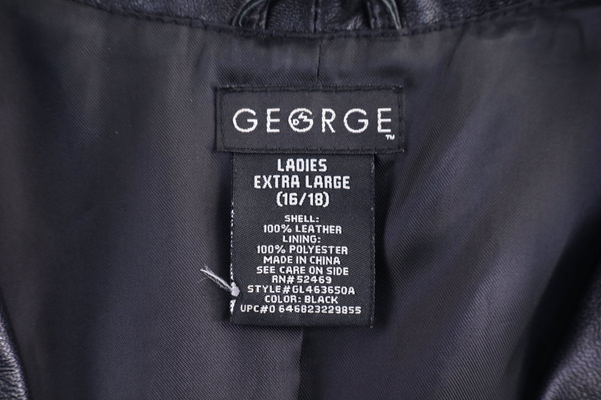 Women's George Black Full Zip Leather Jacket product image 3